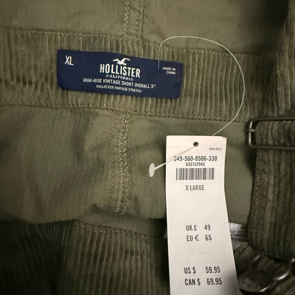 Hollister Olive Green Corduroy Short Overalls - Picture 3 of 3